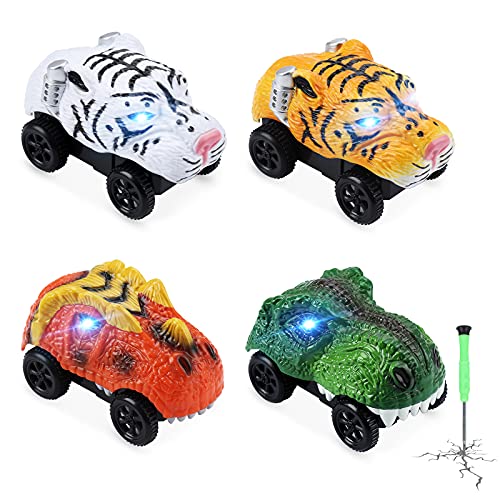 Save Unicorn Tracks Cars only Replacement Racing Car Track Accessories for Tracks Glow in The Dark Race Carswith 3 Flashing LED Lights Compatible with Most Tracks for Kids Boys and Girls4pack - Image 1