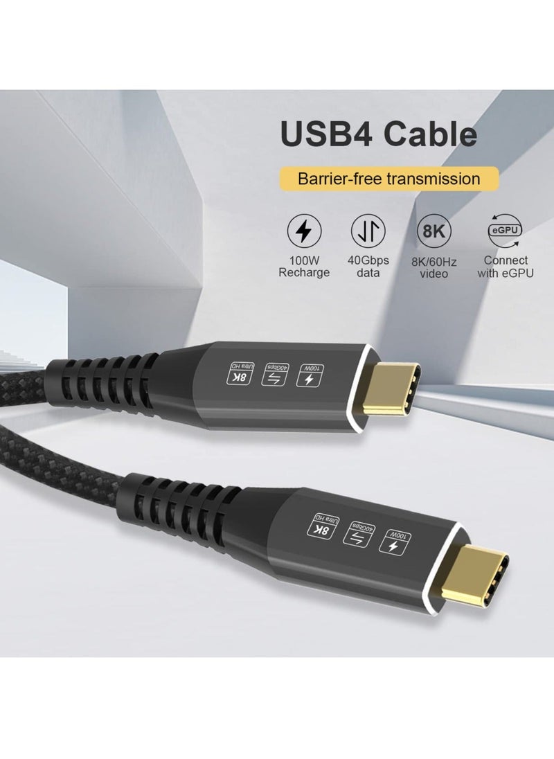 Generic - USB4 Cable Compatible with Thunderbolt 4, 8K 5K USB-C Cable 8K@60Hz 5K/4K 60Hz Video 40Gbps Data Transmissions Rate 20V 5A 100W Power Delivery 3in1 USB-C Cable External SSD eGPU (1Meter) - Image 1