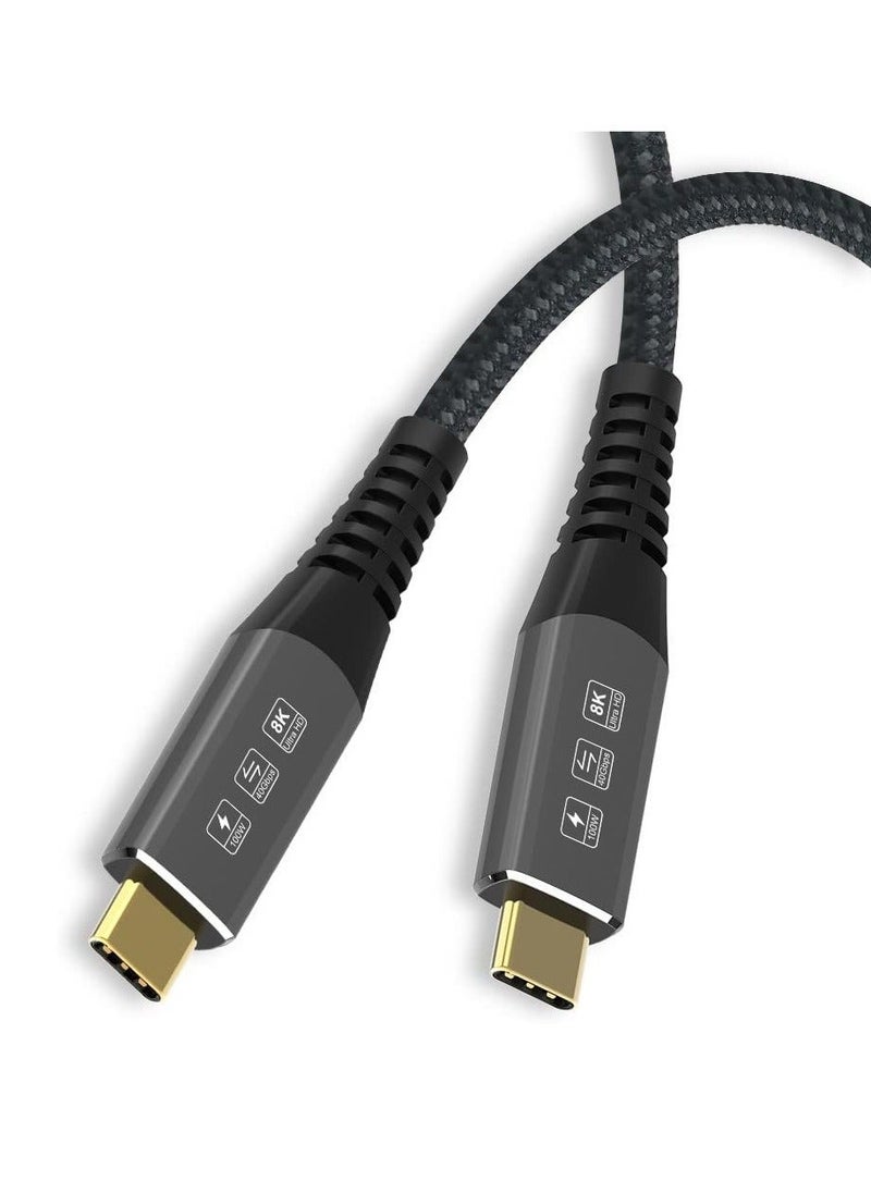Generic - USB4 Cable Compatible with Thunderbolt 4, 8K 5K USB-C Cable 8K@60Hz 5K/4K 60Hz Video 40Gbps Data Transmissions Rate 20V 5A 100W Power Delivery 3in1 USB-C Cable External SSD eGPU (1Meter) - Image 1