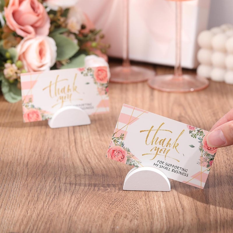 Colingmill 48 Pcs Small Size White Table Number Stands Wooden Lightweight Table Name Holder Semicircular Design Place Cardholders Office Tag Photo Menu Wedding Banquet Birthday Party Restaurant - Image 4