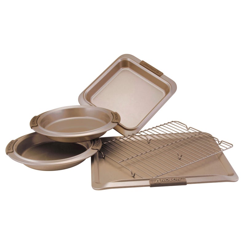 Anolon Advanced Nonstick Bakeware Set / Baking Pans with Grips - 5 Piece, Brown - Image 4