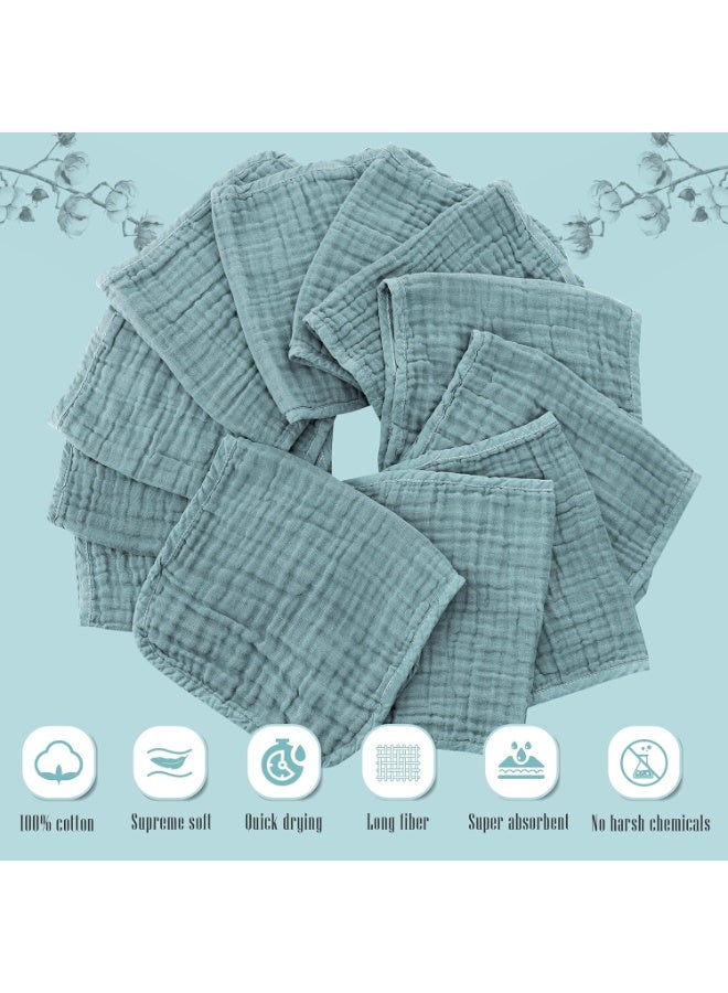 Cute Castle Cute Castle 12 Pack Muslin Burp Cloths for Baby - Ultra-Soft 100% Cotton Baby Washcloths - Large 20'' by 10'' Super Absorbent Milk Spit Up Rags - Burpy Cloths for Unisex, Boy, Girl - Dark Green - Image 4