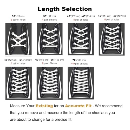Stepace [2 Pairs Flat Shoe Laces for Sneakers 5/16" Width 30"-72" Length 26 Color Shoelaces White 36"(91 cm) - Image 5