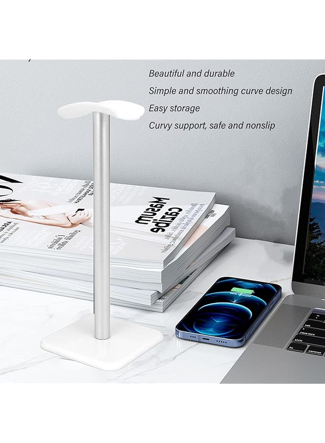 إيروريكس حامل سماعة رأس مع زوايا مستديرة وقاعدة عريضة منحنية من مادة TPU غير قابلة للانزلاق ومناسبة للأعمال التجارية باللون الأبيض - Image 2