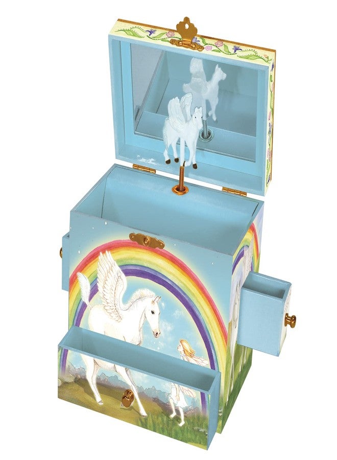 Enchantmints Musical Pegasus Horse Jewelry Box Spins to Music 4 Pullout Drawers Treasure Storage - Image 1