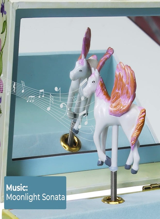 Enchantmints Musical Pegasus Horse Jewelry Box Spins to Music 4 Pullout Drawers Treasure Storage - Image 4