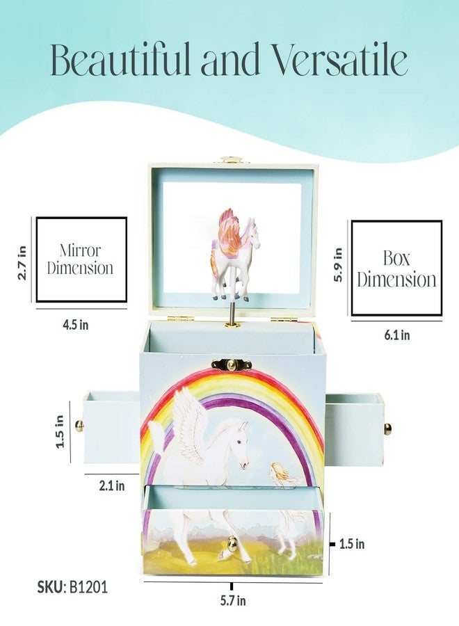 Enchantmints Musical Pegasus Horse Jewelry Box Spins to Music 4 Pullout Drawers Treasure Storage - Image 5