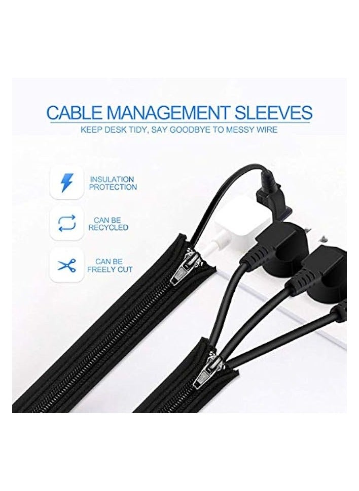 PROMASS Zipper Wire Wrap Covers, 20 inch Cord Organizer Sleeve with Zipper, Cord Organizer and Cable Protector, for TV, Computer, Office, Home Entertainment (4Pcs Black) - Image 2