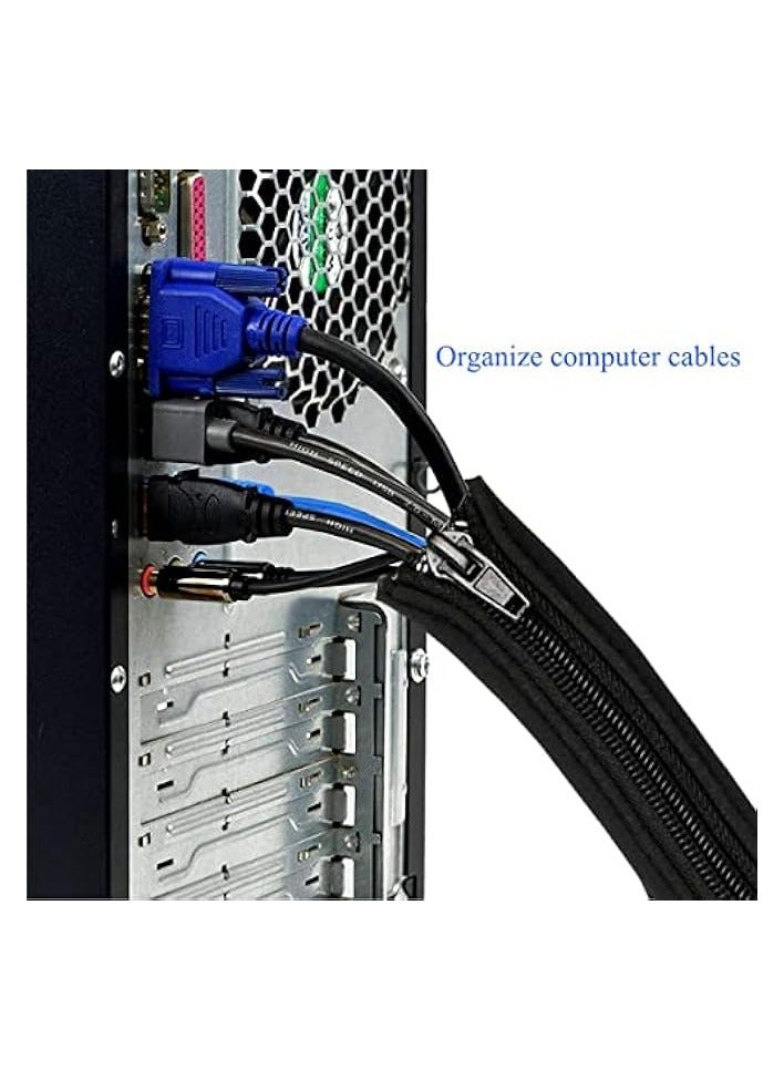 PROMASS Zipper Wire Wrap Covers, 20 inch Cord Organizer Sleeve with Zipper, Cord Organizer and Cable Protector, for TV, Computer, Office, Home Entertainment (4Pcs Black) - Image 3
