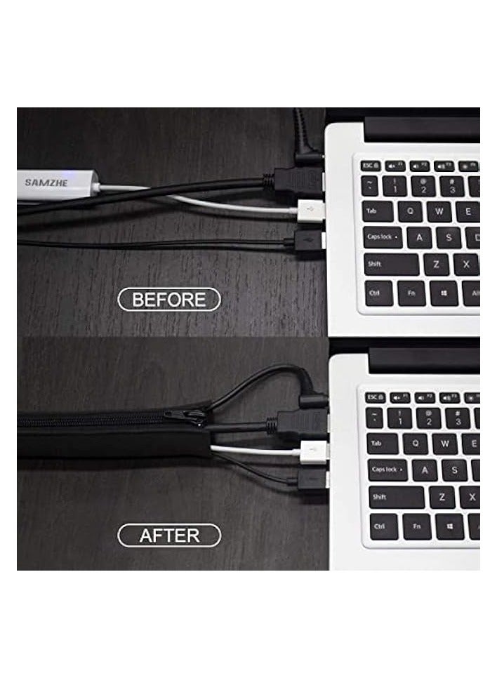 PROMASS Zipper Wire Wrap Covers, 20 inch Cord Organizer Sleeve with Zipper, Cord Organizer and Cable Protector, for TV, Computer, Office, Home Entertainment (4Pcs Black) - Image 4