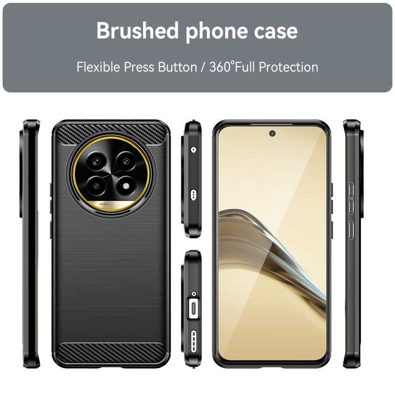 BURAQ Case Cover For Realme 13 Pro+ 5G Carbon Fiber Brushed Texture TPU Phone Case(Black) - Image 2