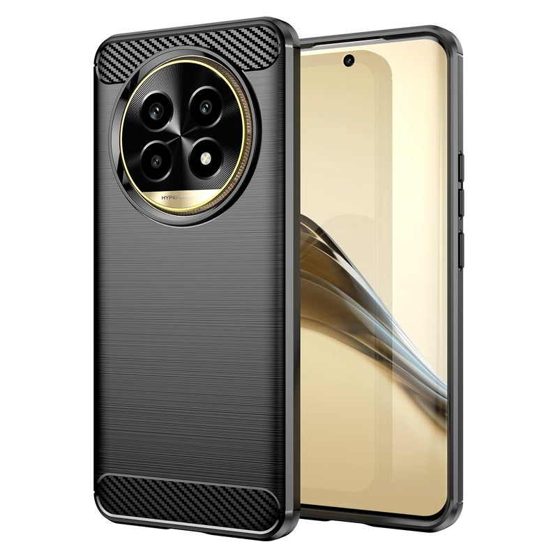BURAQ Case Cover For Realme 13 Pro+ 5G Carbon Fiber Brushed Texture TPU Phone Case(Black) - Image 1