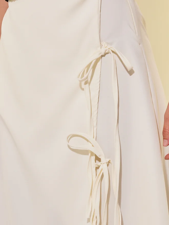 Take Two Take Two Solid Tie Detail Wrap Look A-Line Maxi Skirt