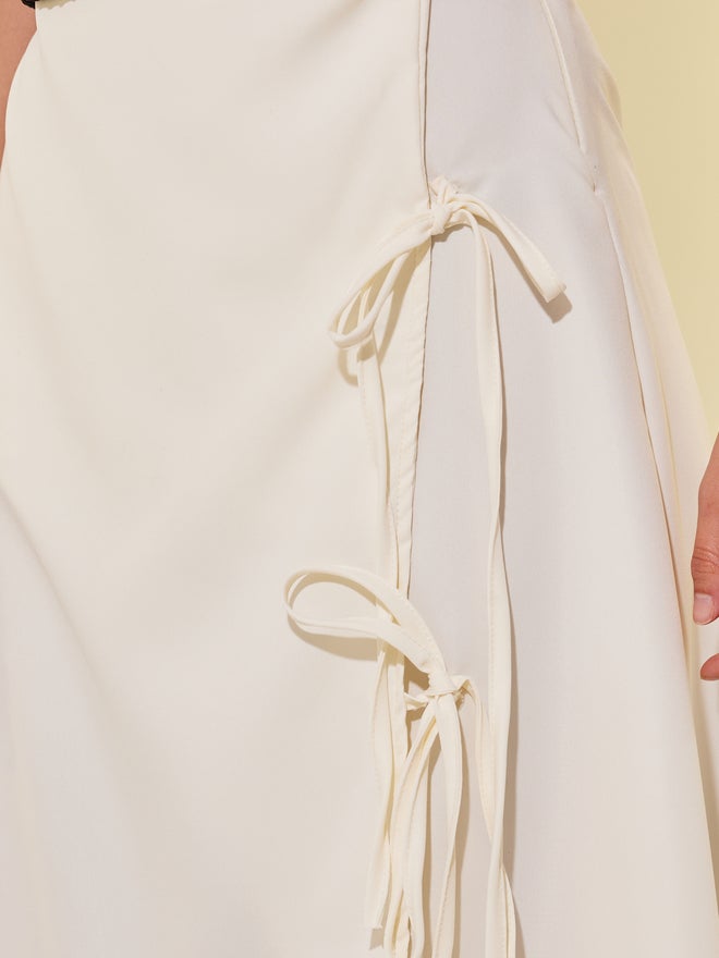 Take Two Take Two Solid Tie Detail Wrap Look A-Line Maxi Skirt  - Image 4