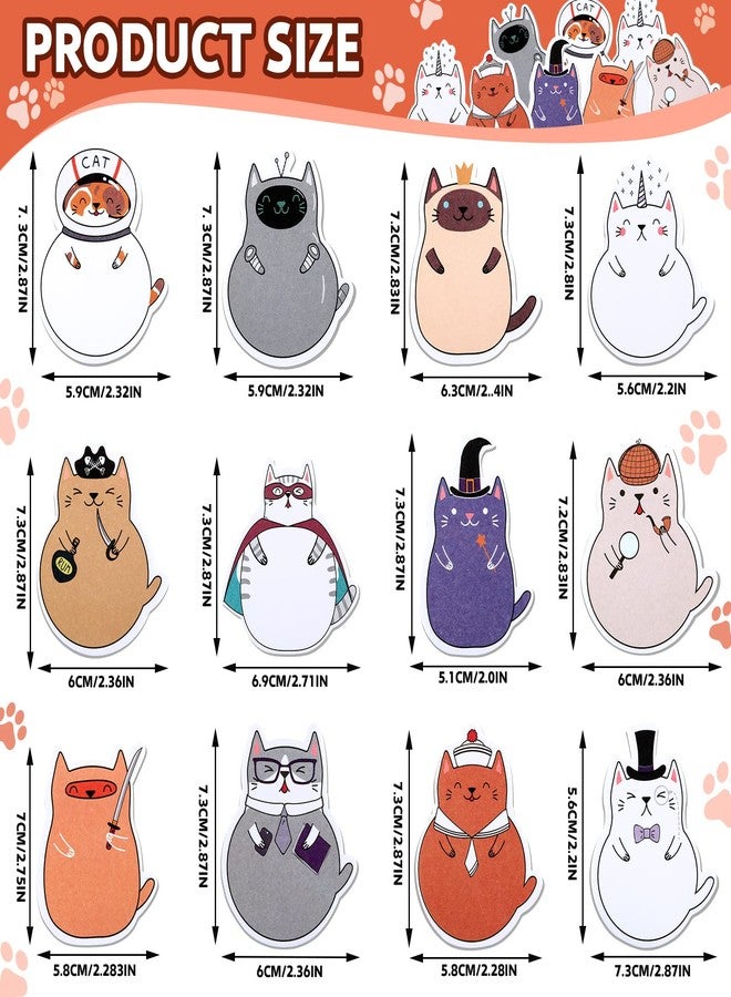 Chinco 24 Pads Cat Sticky Notes Set 720 Sheets Cute Sticky Note Bulk Fun Kawaii Animal Office Decor Gifts Self Adhesive Notepads for Students Back to School Gift Cat Lovers Classroom School Supplies - Image 3