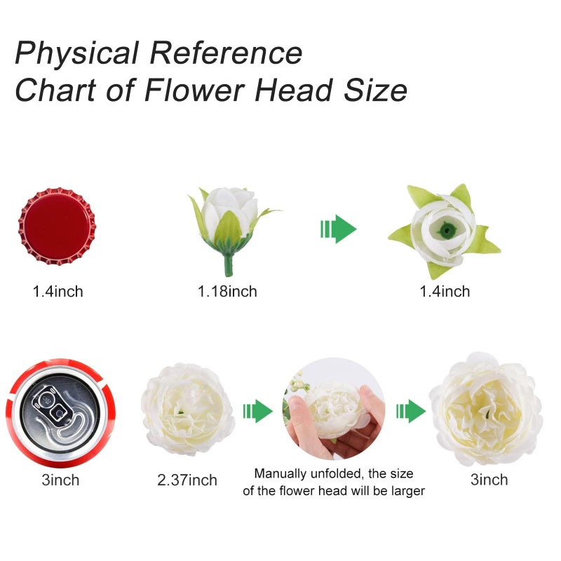 Pusuny Artificial Peonies Silk Flowers, White Faux Peony Bouquet 2 Bundles Florals Arrangements Decor for Farmhouse Home Boho Wedding Table Centerpiece, Fake Plastic Flowers Bulk for Vase Decoration (White) - Image 5