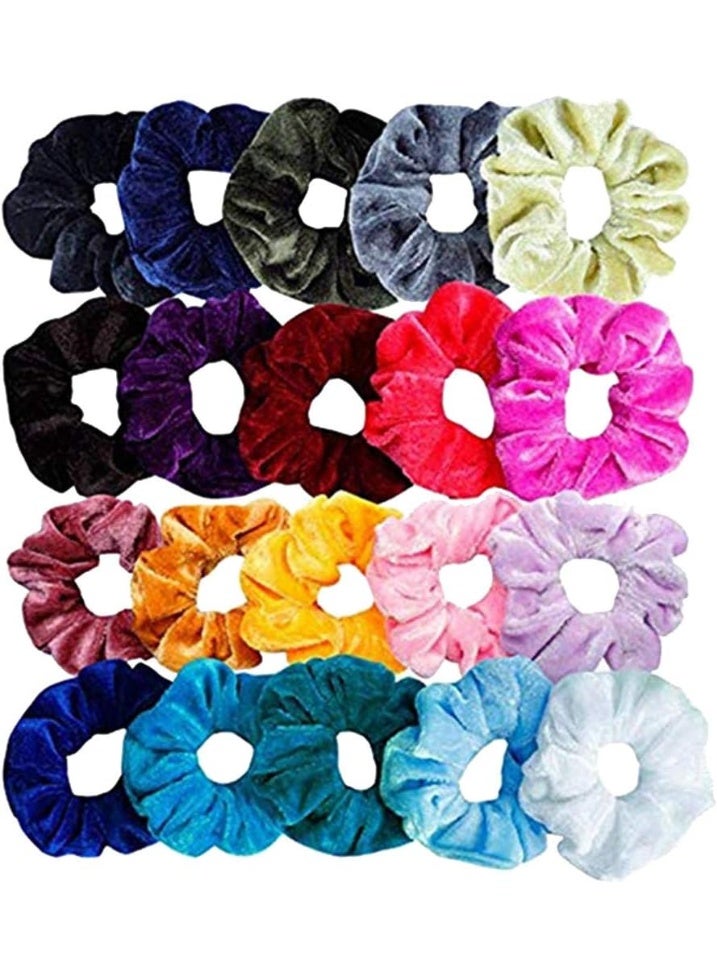 Red Blossom 20-Pack Women's Velvet Hair Scrunchies Set – Multicolour Elastic Bobbles | Soft, Elegant & Gentle Ponytail Holders for All Hair Types  - Image 1