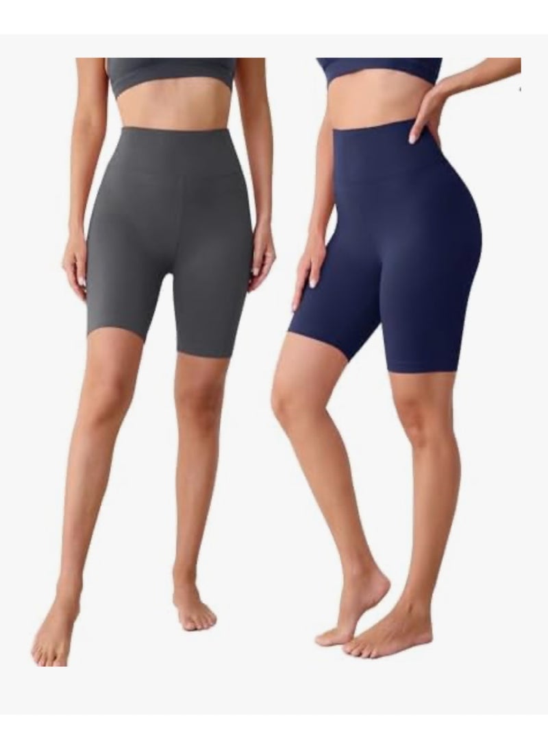 VALANDY Creamlush 4 Pack Biker Shorts Women-8" High Waisted Stretchy Soft Yoga Lounge Shorts - Image 2