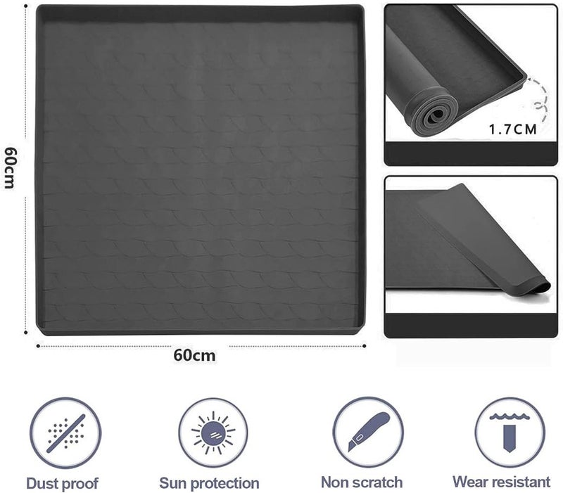 Nurnesy Washer Dryer Top Protector, 23.62" x 23.62" Protective Silicone Rubber Mat for Washing Machine and Dryer, Non-Slip Washing Machine Cover, Laundry Room Accessories (Black) - Image 2