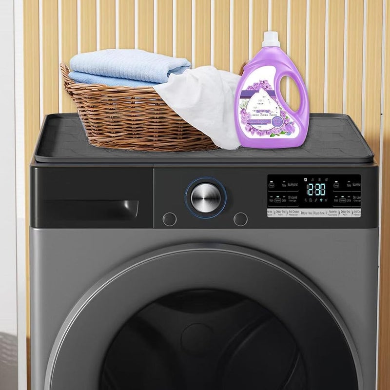 Nurnesy Washer Dryer Top Protector, 23.62" x 23.62" Protective Silicone Rubber Mat for Washing Machine and Dryer, Non-Slip Washing Machine Cover, Laundry Room Accessories (Black) - Image 4