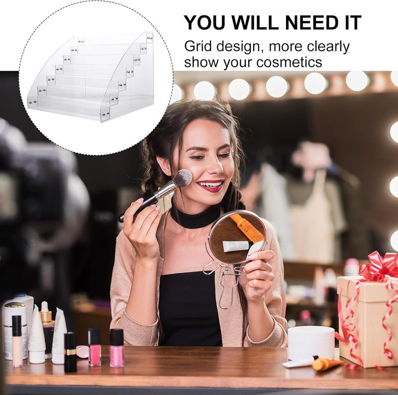 7-tier Acrylic Nail Polish Organizer and Lipstick Case Stand, Cosmetic Display Shelf for Home and Salon, Multi-compartment Lip Gloss Container with Assembly Design - Image 3