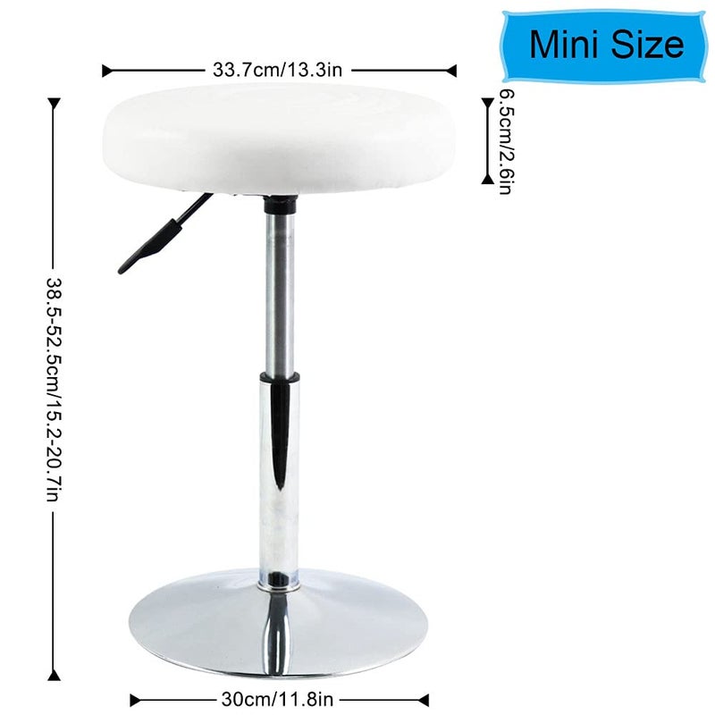FURWOO FURWOO Short Round PU Leather Shop Stool Chair Height Adjustable Step Stool Office Chair Vanity Stool Small White  - Image 3