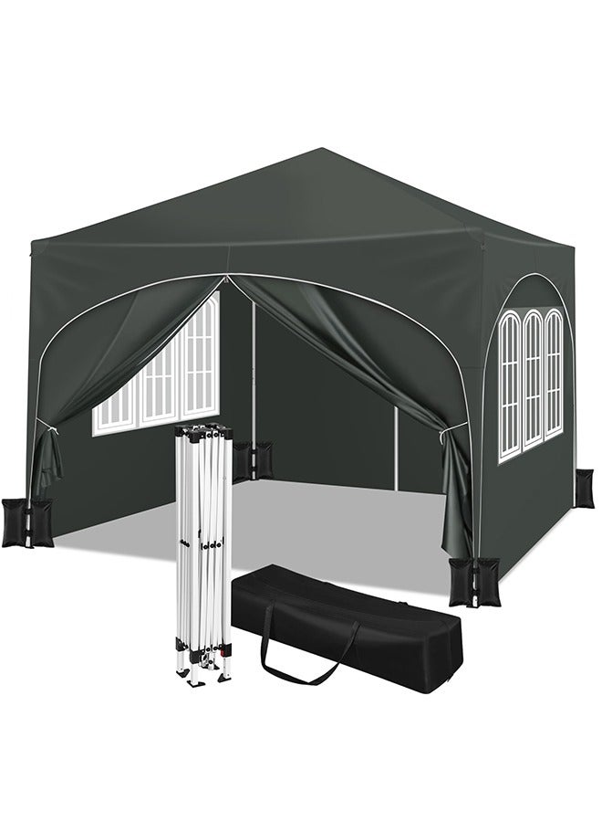 Arabest Party Tent , 3 x 3 m Garden Gazebo with Side Walls, Folding Pop Up Gazebo for Outdoor Market, Sun Shade with Semi-Circle Roof - Image 1