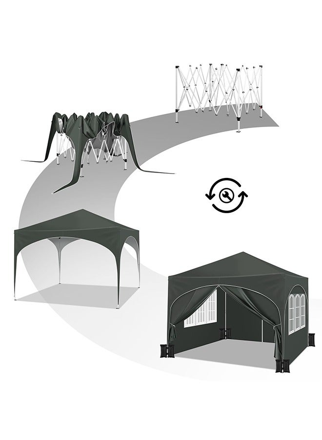 Arabest Party Tent , 3 x 3 m Garden Gazebo with Side Walls, Folding Pop Up Gazebo for Outdoor Market, Sun Shade with Semi-Circle Roof - Image 2