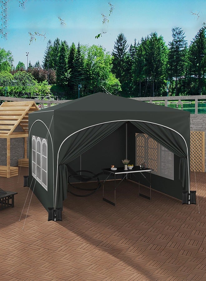 Arabest Party Tent , 3 x 3 m Garden Gazebo with Side Walls, Folding Pop Up Gazebo for Outdoor Market, Sun Shade with Semi-Circle Roof - Image 3