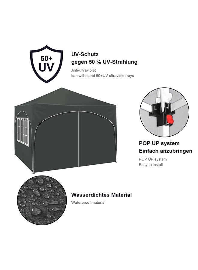 Arabest Party Tent , 3 x 3 m Garden Gazebo with Side Walls, Folding Pop Up Gazebo for Outdoor Market, Sun Shade with Semi-Circle Roof - Image 4