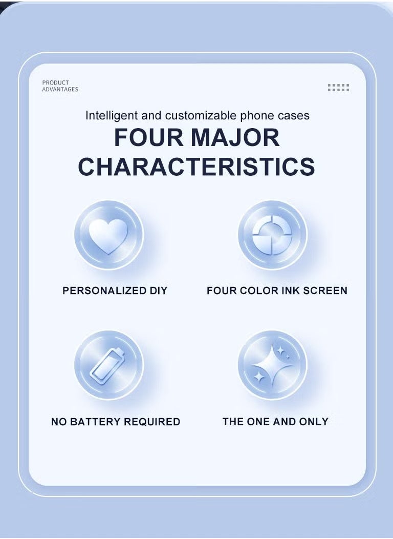 ماركة غير محددة - غطاء هاتف ذكي بشاشة حبر إلكترونية، يمكن تخصيصه ليناسب هواتف iPhone 13-16/Pro/Pro Max، مع إمكانية عرض صور مخصصة. غطاء هاتف مبتكر بتقنية الذكاء الاصطناعي، مقاوم للصدمات، وشاشة حبر إلكترونية قابلة للتخصيص. اللون: أسود. - Image 1