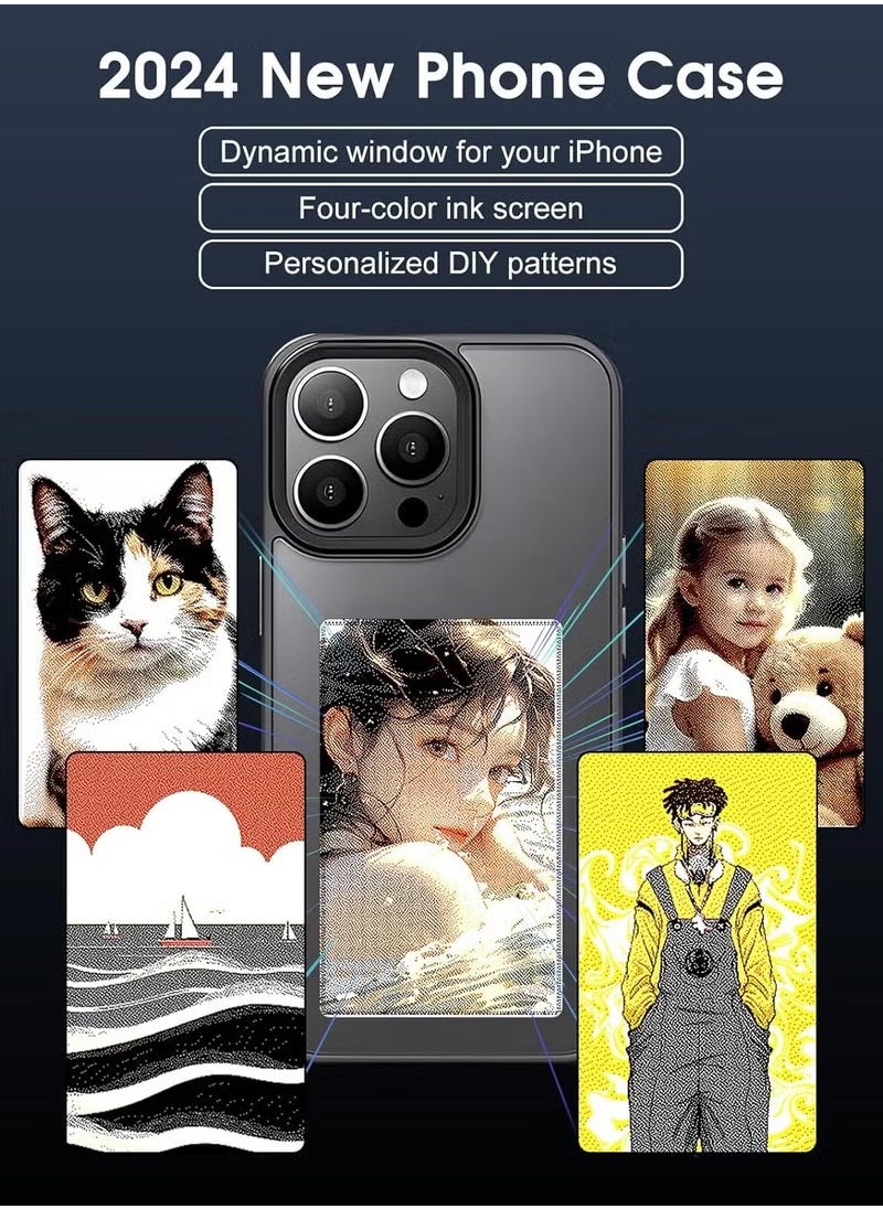 ماركة غير محددة - غطاء هاتف ذكي بشاشة حبر إلكترونية، يمكن تخصيصه ليناسب هواتف iPhone 13-16/Pro/Pro Max، مع إمكانية عرض صور مخصصة. غطاء هاتف مبتكر بتقنية الذكاء الاصطناعي، مقاوم للصدمات، وشاشة حبر إلكترونية قابلة للتخصيص. اللون: أسود. - Image 1