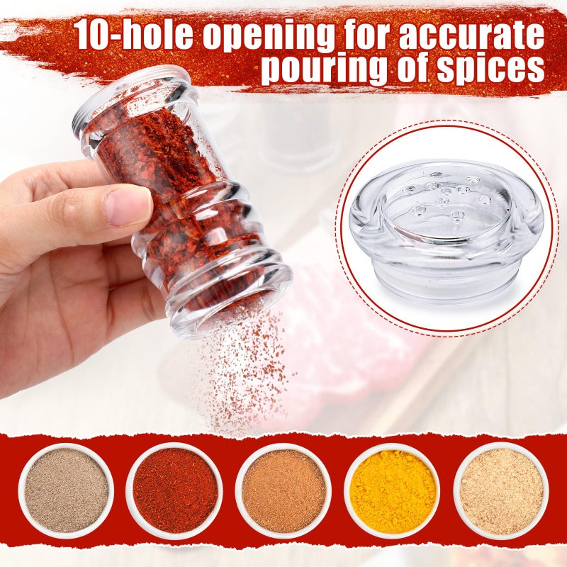 FoldTier 24 Pcs Plastic Salt and Pepper Shakers Bulk Spices Shakers with Perforated Lid Seasonings Containers Clear Empty Salt Bottles for Home Restaurant Kitchen(White,2 oz) - Image 3