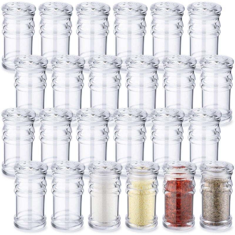 FoldTier 24 Pcs Plastic Salt and Pepper Shakers Bulk Spices Shakers with Perforated Lid Seasonings Containers Clear Empty Salt Bottles for Home Restaurant Kitchen(White,2 oz) - Image 1