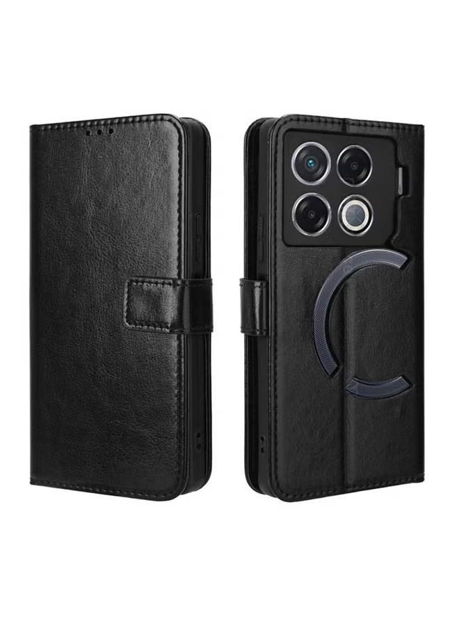 HY Phone Case for Infinix GT20 Pro Leather Magnetic Business Phone Case Stylish Flip Cover with Card Slot and Stand for Infinix GT20 Pro 5G X6871 Case Cover Black  - Image 2
