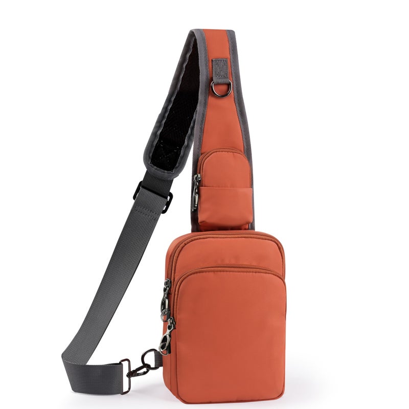 VADOO Sling Bag, Crossbody Bag with Zipper Lock, RFID Blocking & Water Resistant for Men and Women (Orange) - Image 1