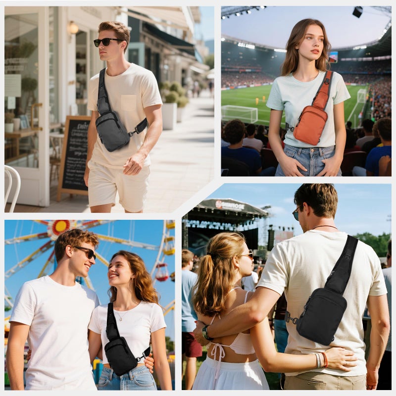 VADOO Sling Bag, Crossbody Bag with Zipper Lock, RFID Blocking & Water Resistant for Men and Women (Orange) - Image 2