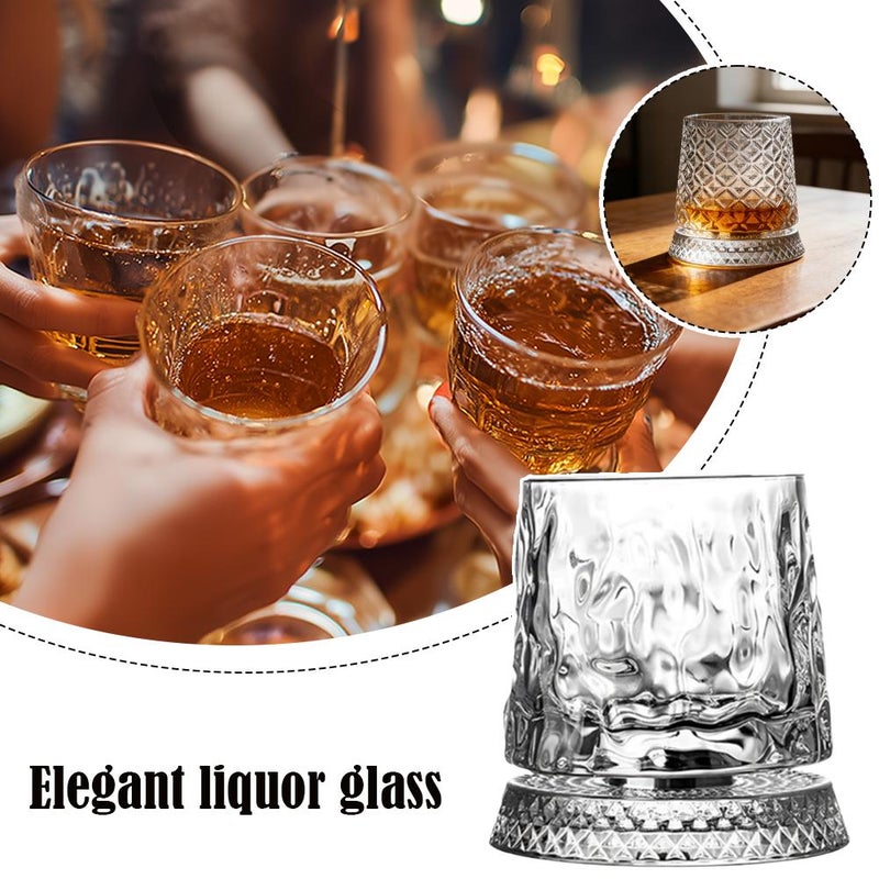 Crystal Bottom Swivel Whiskey Glass, High-End Home Tumbler Stress Relief Cup, Elegant Wine Glass - Image 1