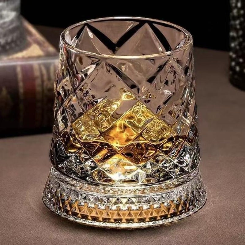 Crystal Bottom Swivel Whiskey Glass, High-End Home Tumbler Stress Relief Cup, Elegant Wine Glass - Image 4