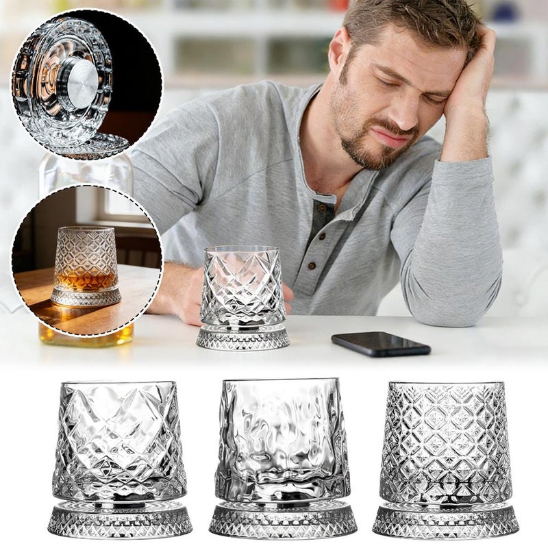 Crystal Bottom Swivel Whiskey Glass, High-End Home Tumbler Stress Relief Cup, Elegant Wine Glass - Image 2