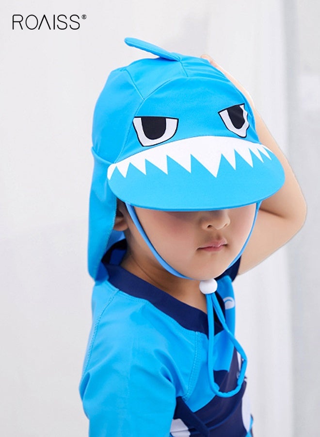 roaiss Boys 3PCS Swimsuit, Quick-drying Swim Set with Shark Top, Drawstring Shorts and Sunscreen Hat, Summer Bathing Suit, Rash Guard Short Sleeve Swimsuits  - Image 5