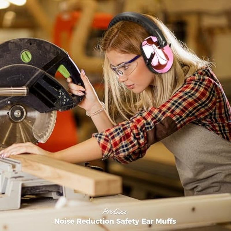 Noise Reduction Ear Muffs, NRR 28dB Hearing Protection Headphones Headset, Professional Noise Cancelling Ear Defenders for Construction Work Sports Events Studying Woodworking - Image 5