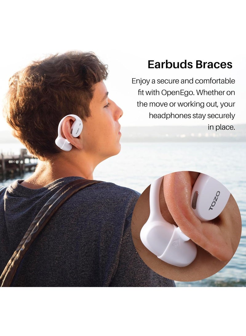 TOZO OpenEgo True Wireless Open Ear Headphone,5.3 Bluetooth Sport Earbuds with Earhooks for Long Time Playback with Digital Display, Dual Mic Clear Call Sweat-Proof for Running Workout White - Image 4