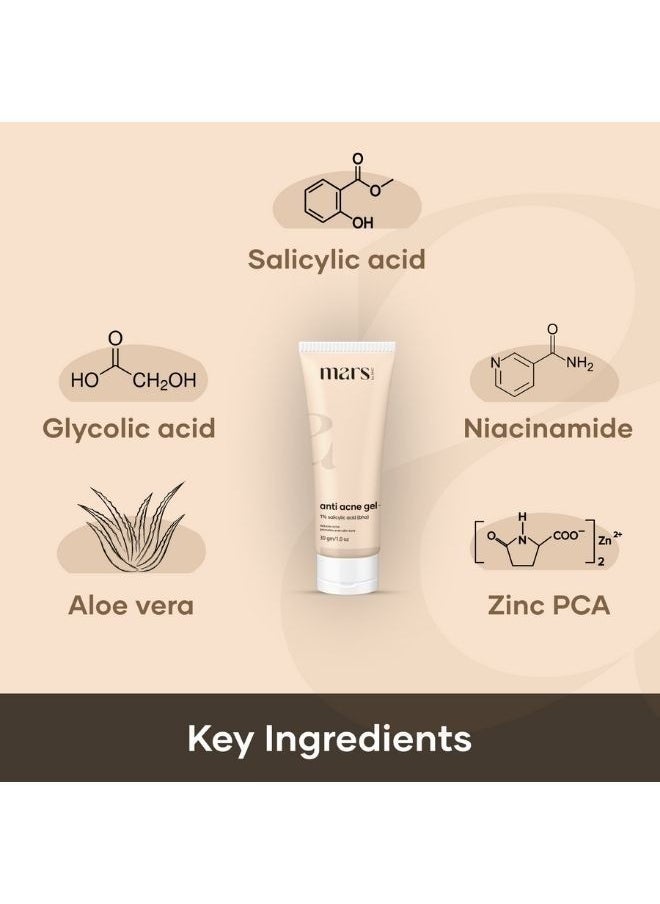 mars by GHC - Anti Acne Gel, 1% Salicylic acid(BHA), 0.5% glycolic acid(AHA) - 30 gm - Image 1