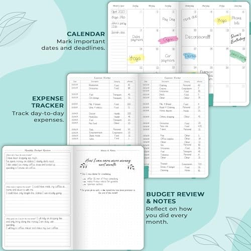 GoGirl Budget Planner – Monthly Financial Planner Organizer Budget Book. Expense Tracker Notebook Journal to Control Money, Compact (Turquoise) - Image 5
