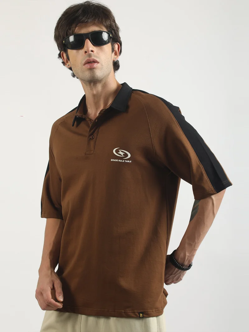 مانياك Maniac Mens ColorBlock Polo Neck Half Sleeve Hunter Green and Cream Cotton Polo T-Shirt
