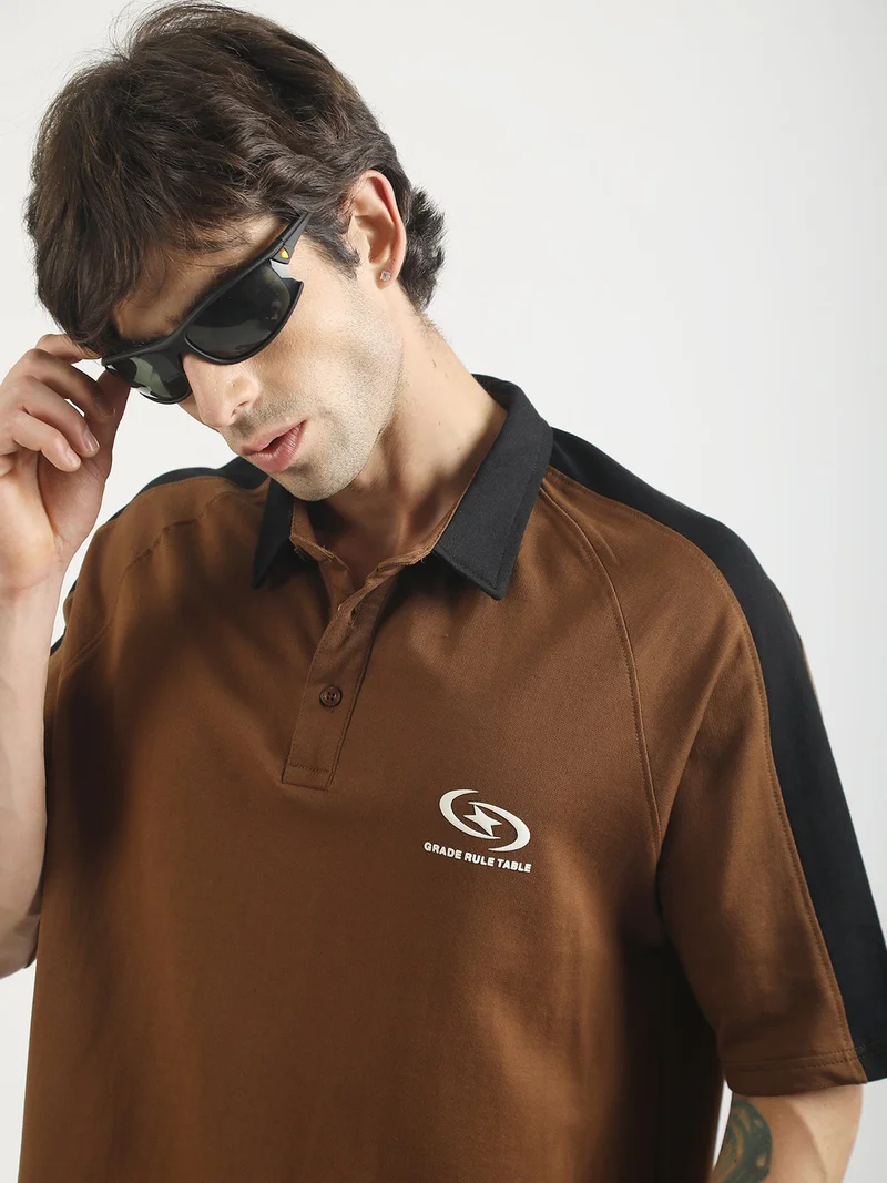 مانياك Maniac Mens ColorBlock Polo Neck Half Sleeve Hunter Green and Cream Cotton Polo T-Shirt