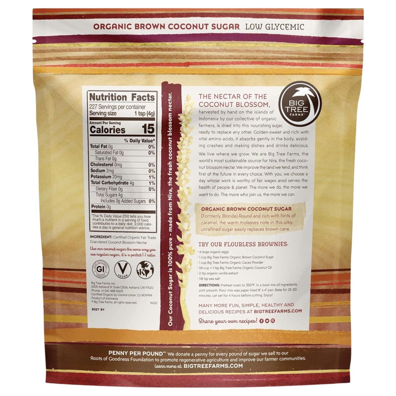 Big Tree Farms Organic Brown Coconut Sugar - Coconut Palm Sugar, Unrefined, Fine Crystals, Cane Sugar Replacement, Coconut Blossom Nectar, Vegan, Perfect for Baking - 2 Pound (Pack of 1) - Image 2