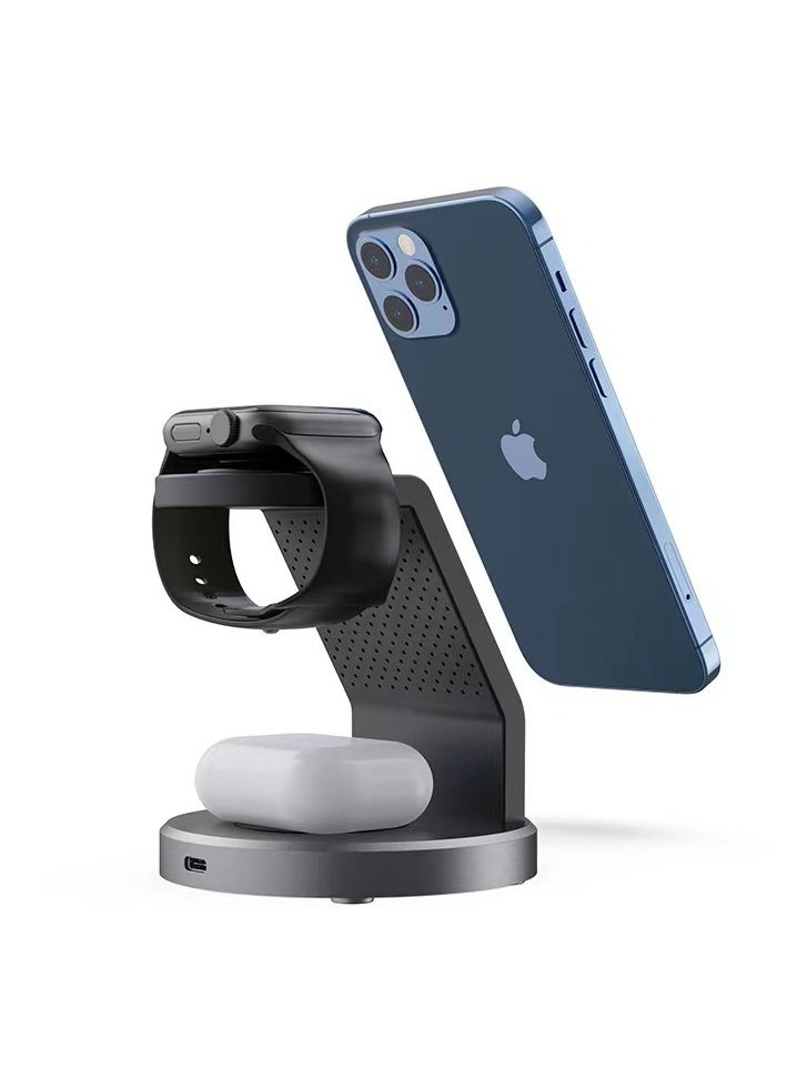 General - Wireless Charging Station for Apple Multiple Devices, 3 in 1 Wireless Charger Dock for iPhone 15/14/13/12/11, Fast Wireless Charger for Apple Watch Ultra - Image 1