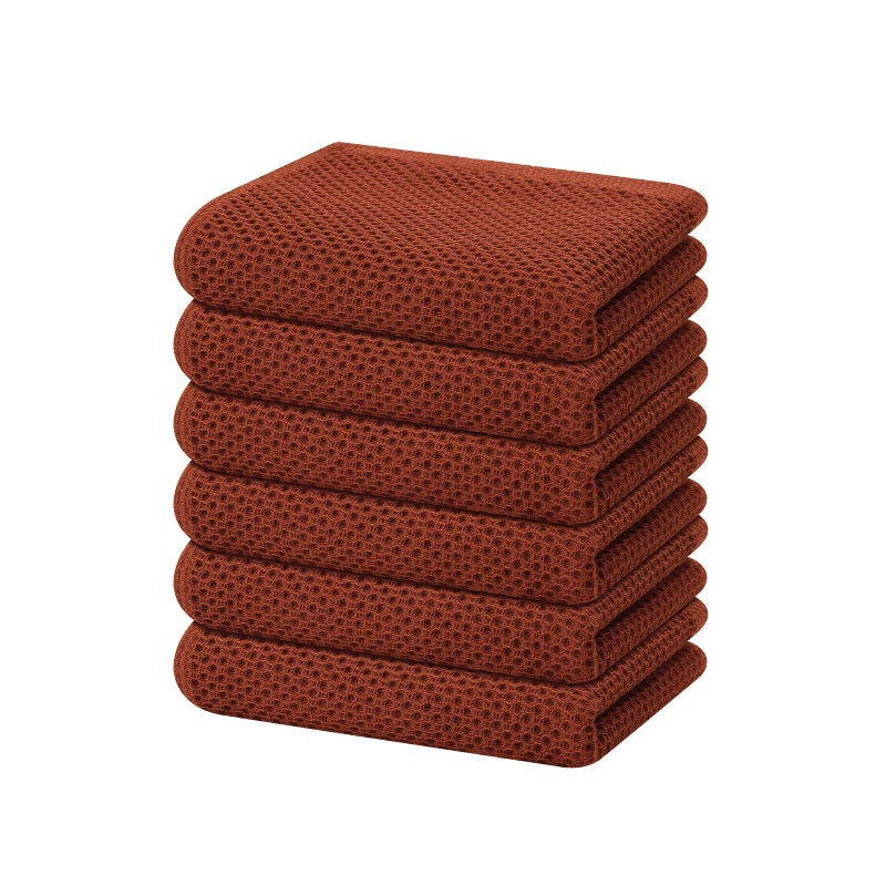 Homaxy 100 Cotton Waffle Weave Kitchen Dish Towels Ultra Soft Absorbent Quick Drying Cleaning Towel 13 x 28 Inches 6Pack Rust - Image 2